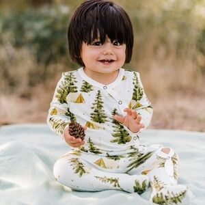MILKBARN Camping Long Sleeve Snap Footed Romper Footie - 3-6M